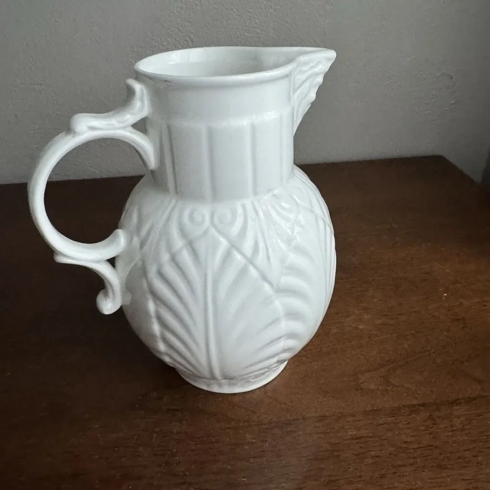Coalport England Caughley Mask-Head Jug Pitcher White Porcelain 6.75